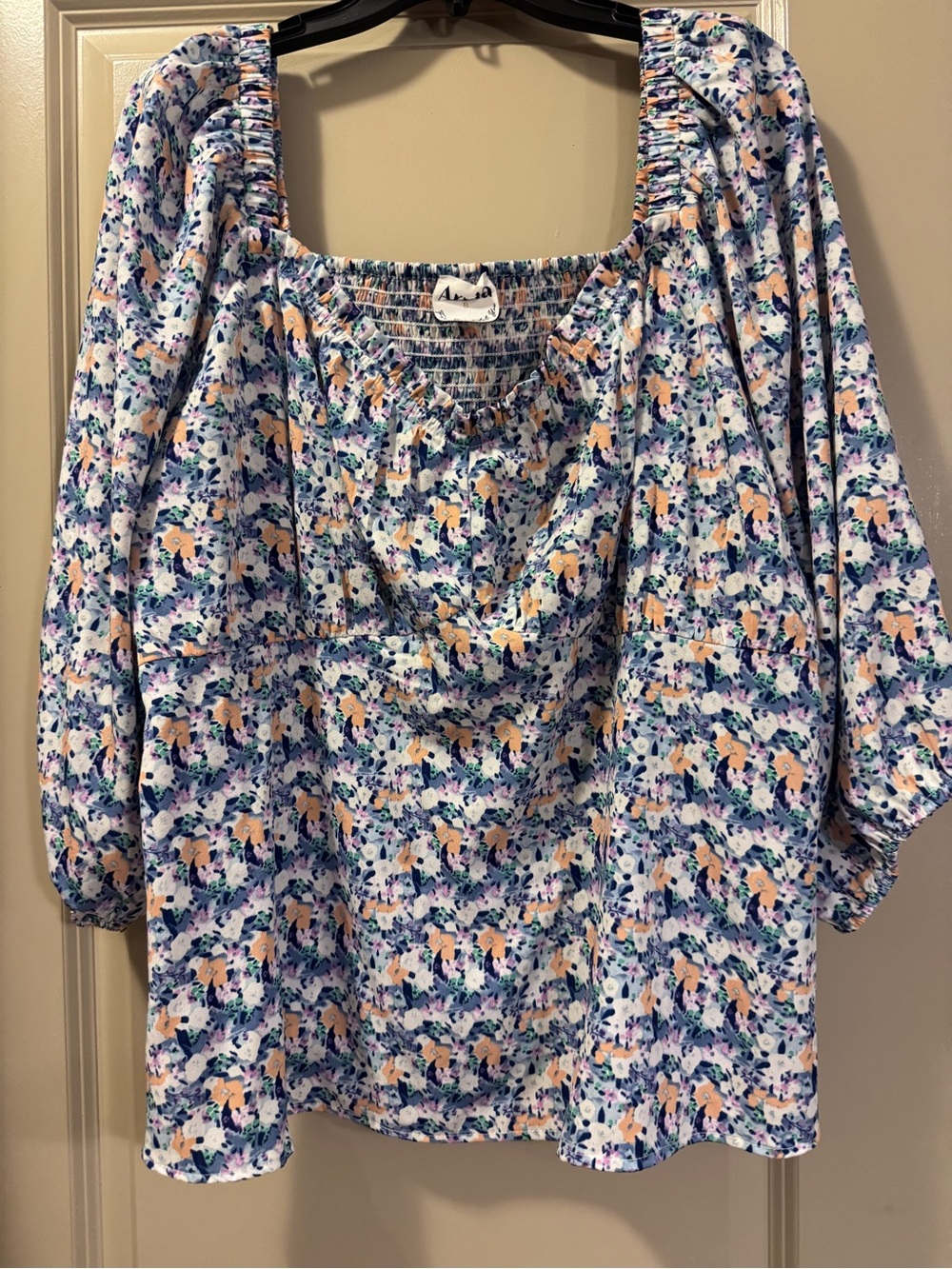 ARULA Multi-Color Floral Square-Neck Blouse
